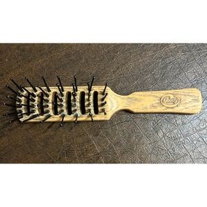 Vtg Goody Vented Faux Wood Grain Brush 6" Purse Styling Ball Tipped 80s USA